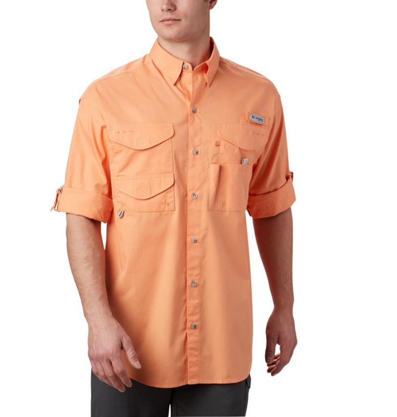 Columbia PFG Bonehead Long Sleeve Men's Shirt Orange | HXGUPJ-735