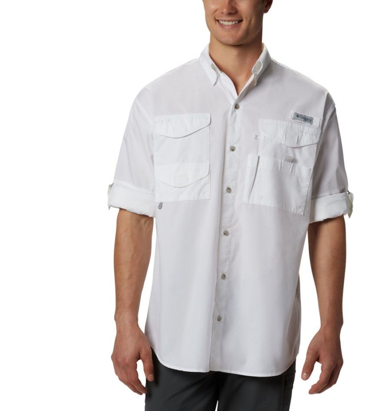 Columbia PFG Bonehead Long Sleeve Men's Shirt White | SKWVIY-816
