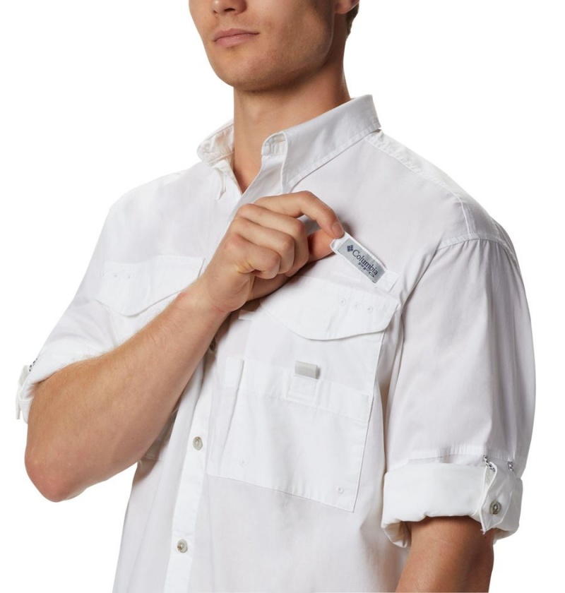 Columbia PFG Bonehead Long Sleeve Men's Shirt White | SKWVIY-816