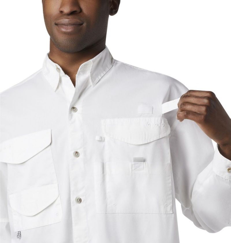 Columbia PFG Bonehead Long Sleeve Men's Shirt White | SKWVIY-816
