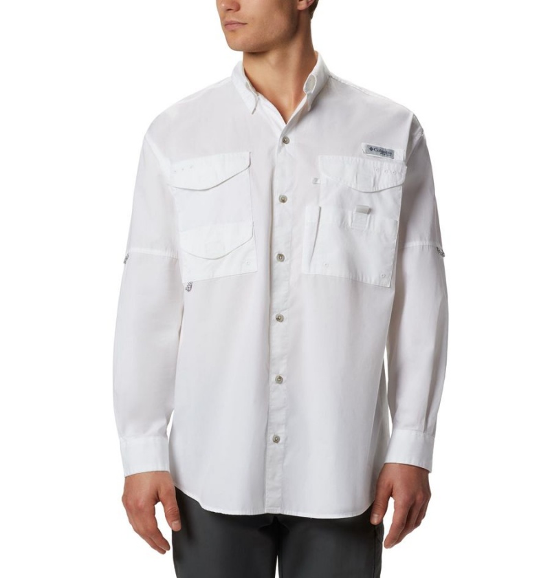 Columbia PFG Bonehead Long Sleeve Men\'s Shirt White | SKWVIY-816