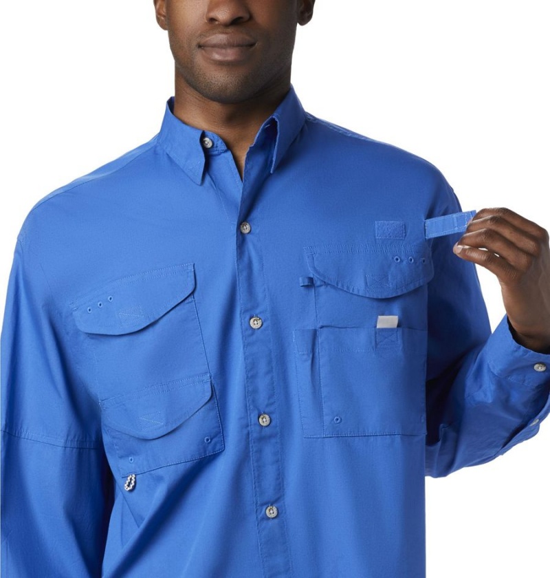 Columbia PFG Bonehead Long Sleeve Men's Shirt Blue | UVIWPL-358