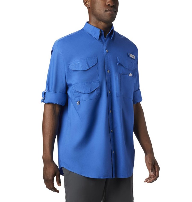 Columbia PFG Bonehead Long Sleeve Men's Shirt Blue | UVIWPL-358