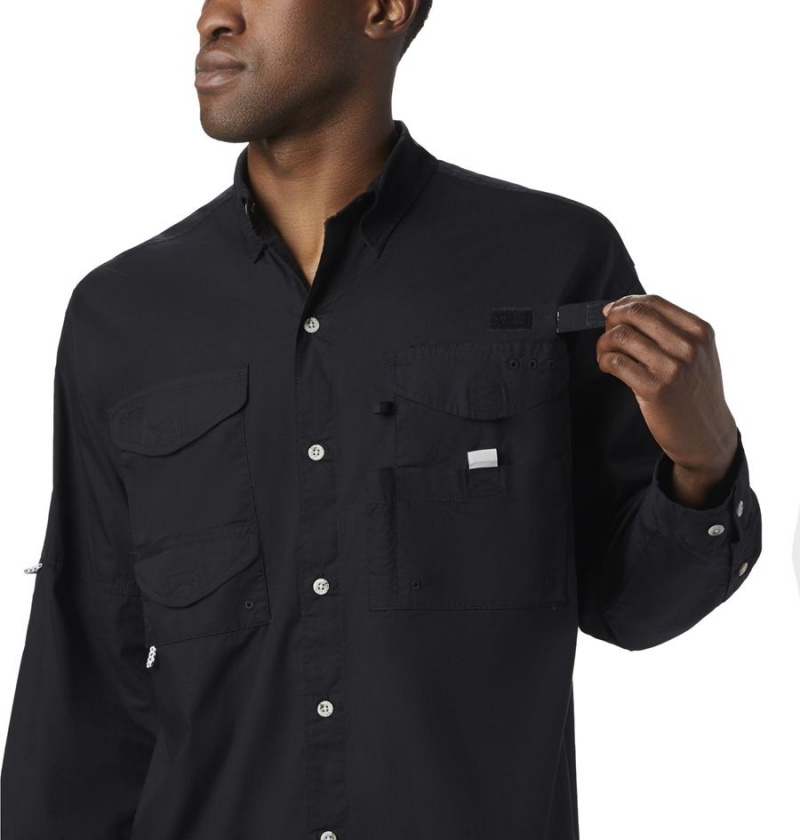 Columbia PFG Bonehead Long Sleeve Men's Shirt Black | DQEUIK-984