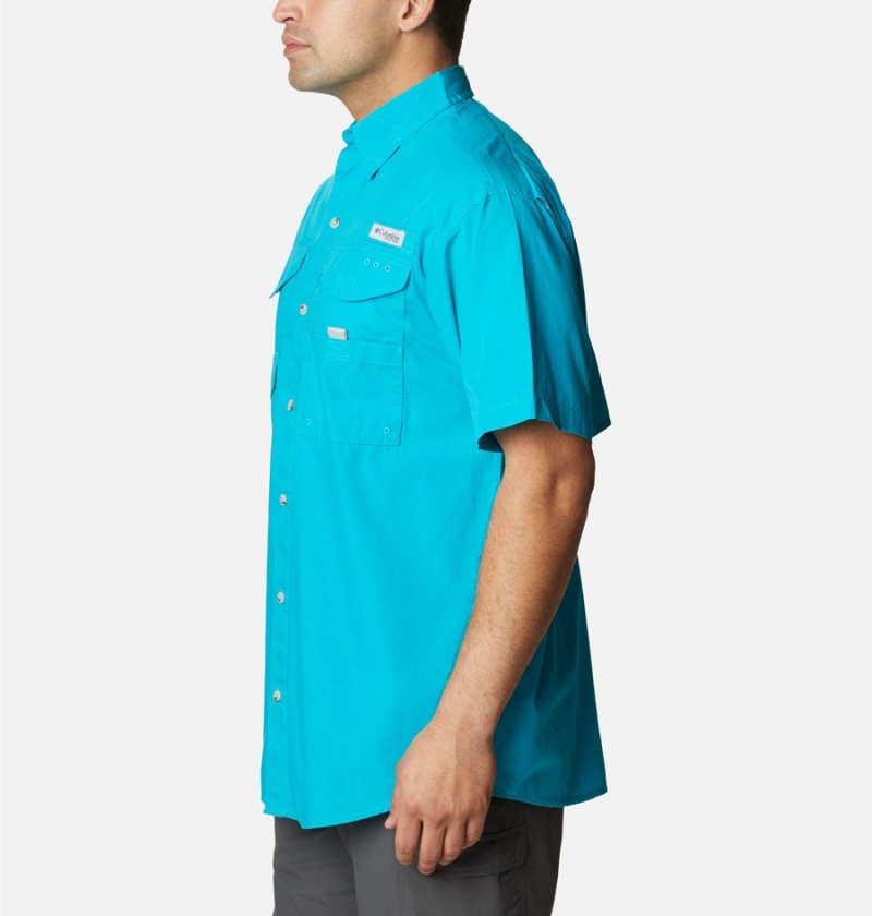 Columbia PFG Bonehead Short Sleeve Men's Shirt Turquoise | VRKDMA-317