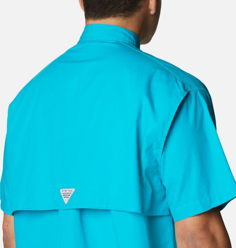 Columbia PFG Bonehead Short Sleeve Men's Shirt Turquoise | VRKDMA-317