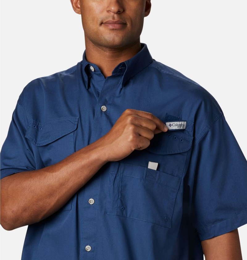 Columbia PFG Bonehead Short Sleeve Men's Shirt Blue | GOXTJV-496