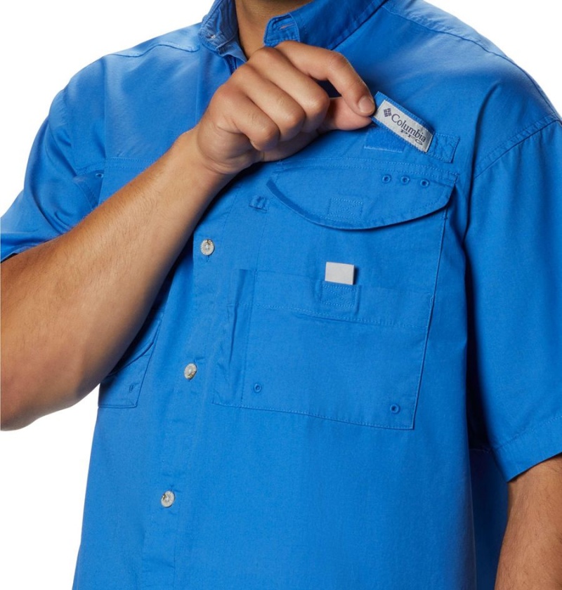 Columbia PFG Bonehead Short Sleeve Men's Shirt Blue | DEGMTF-853