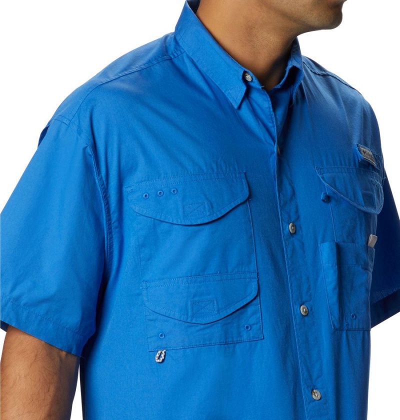 Columbia PFG Bonehead Short Sleeve Men's Shirt Blue | DEGMTF-853