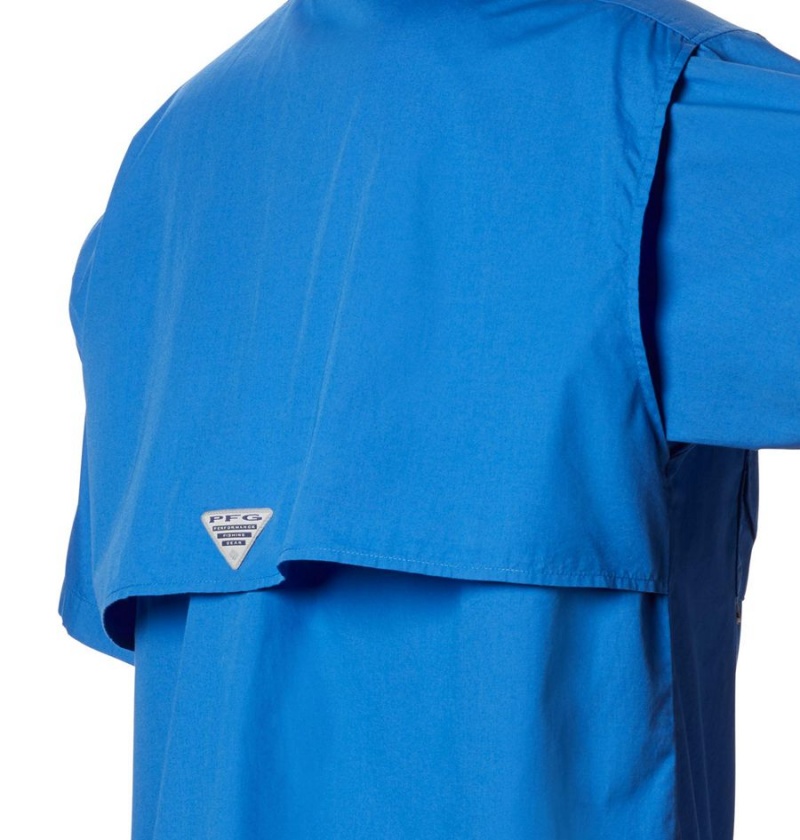 Columbia PFG Bonehead Short Sleeve Men's Shirt Blue | DEGMTF-853