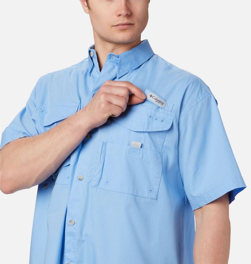 Columbia PFG Bonehead Short Sleeve Men's Shirt Blue | YZQACS-493