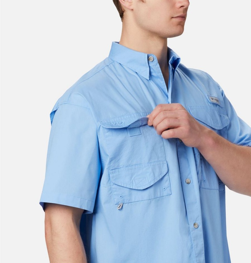 Columbia PFG Bonehead Short Sleeve Men's Shirt Blue | YZQACS-493