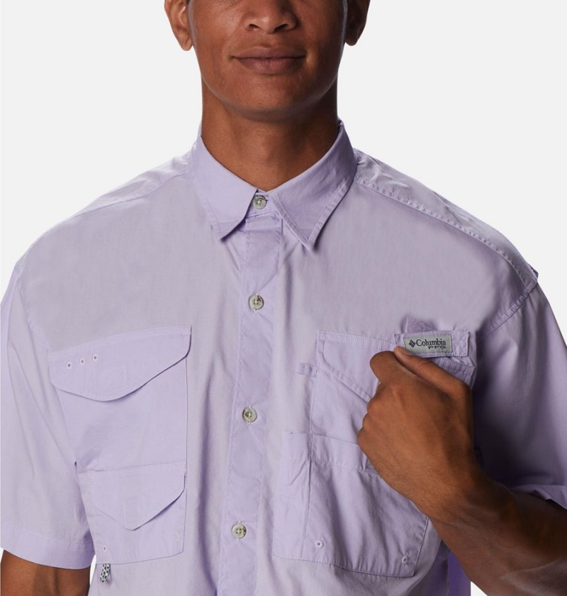 Columbia PFG Bonehead Short Sleeve Men's Shirt Purple | WIHTUL-906