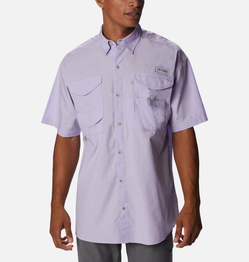 Columbia PFG Bonehead Short Sleeve Men\'s Shirt Purple | WIHTUL-906