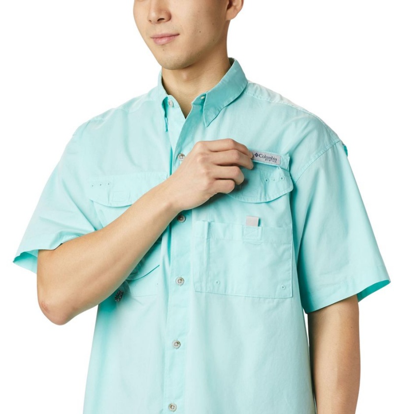 Columbia PFG Bonehead Short Sleeve Men's Shirt Turquoise | BMQVEK-270