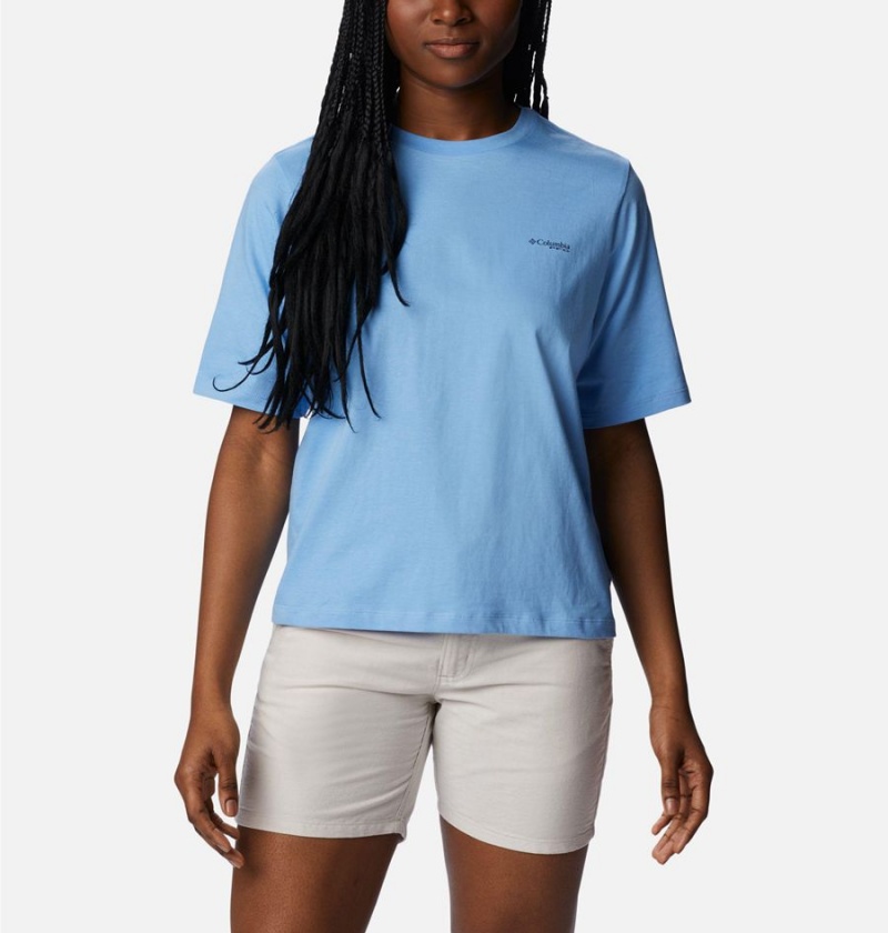 Columbia PFG Bramley Bay Relaxed Women's T-Shirt Blue | DBAKQN-913