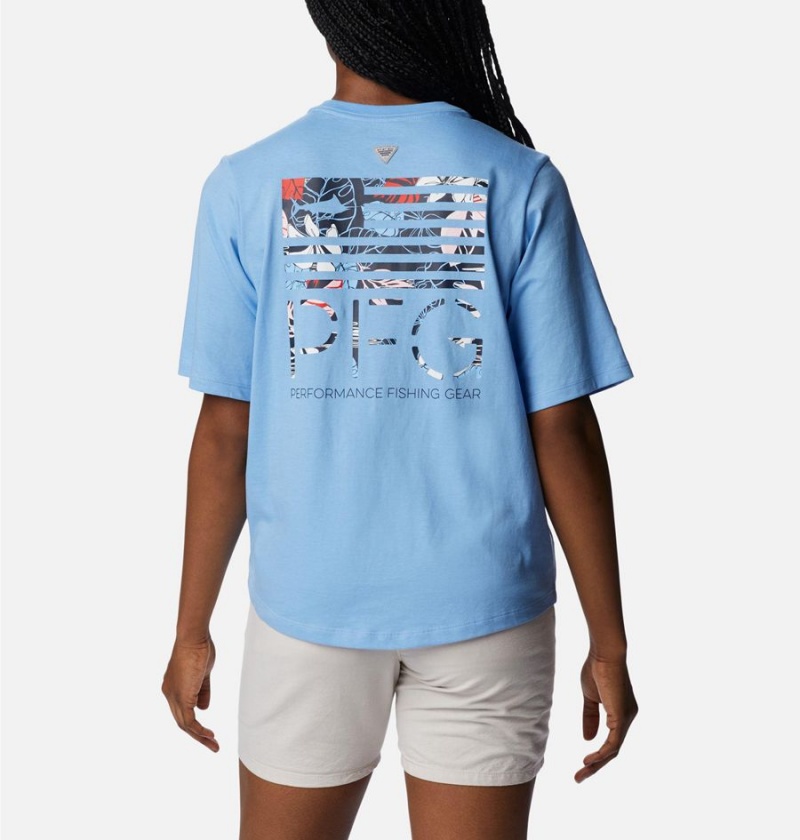 Columbia PFG Bramley Bay Relaxed Women\'s T-Shirt Blue | DBAKQN-913