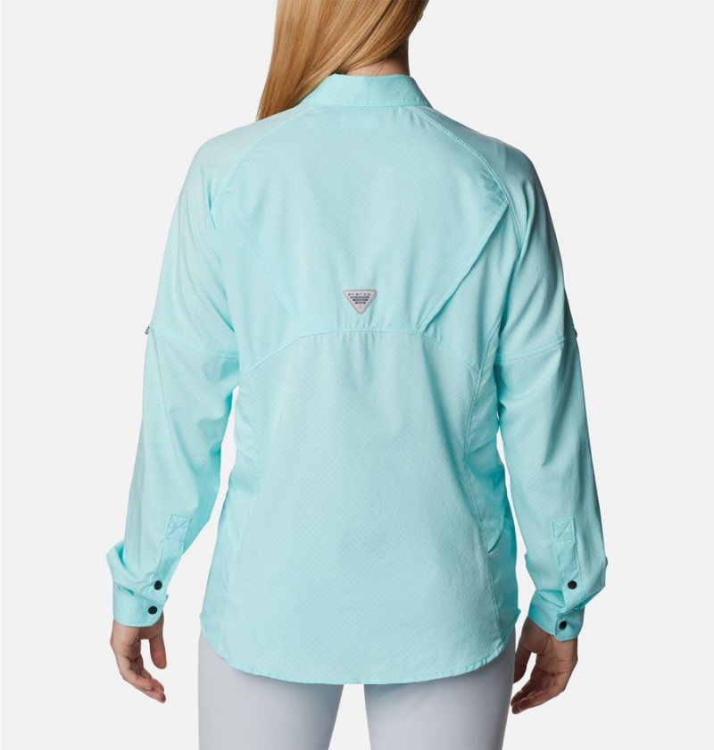 Columbia PFG Cool Release Airgill Long Sleeve Women's Shirt Turquoise | YIQZXO-963
