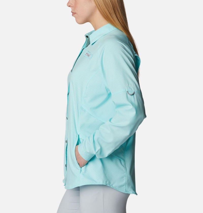 Columbia PFG Cool Release Airgill Long Sleeve Women's Shirt Turquoise | YIQZXO-963