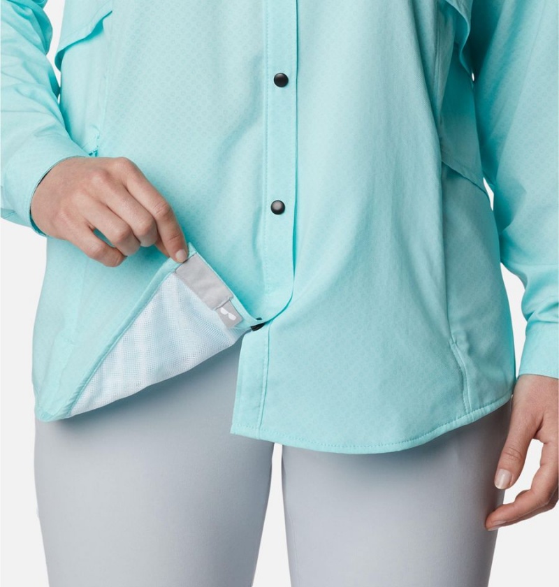 Columbia PFG Cool Release Airgill Long Sleeve Women's Shirt Turquoise | YIQZXO-963