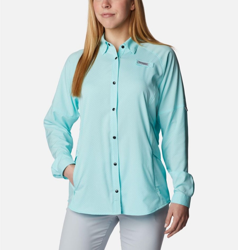 Columbia PFG Cool Release Airgill Long Sleeve Women\'s Shirt Turquoise | YIQZXO-963