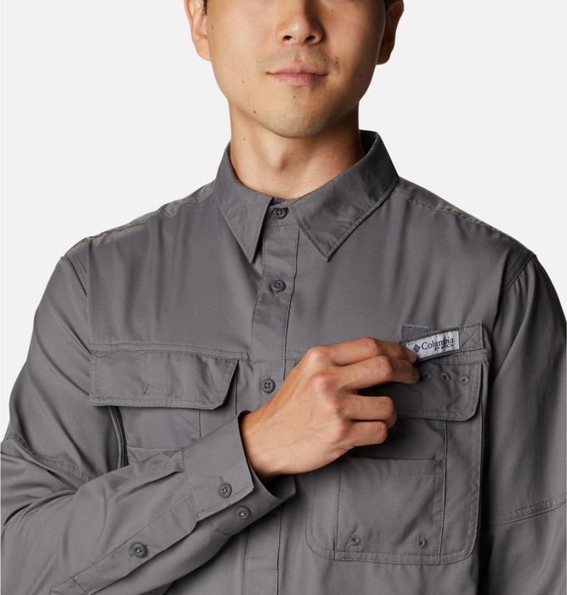 Columbia PFG Drift Guide Woven Long Sleeve Men's Shirt Grey | IEPUWZ-725