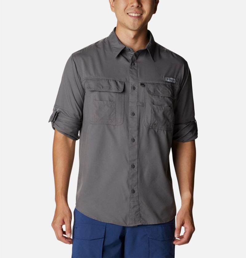 Columbia PFG Drift Guide Woven Long Sleeve Men's Shirt Grey | IEPUWZ-725
