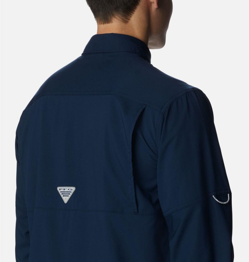 Columbia PFG Drift Guide Woven Long Sleeve Men's Shirt Navy | DTNBVS-243