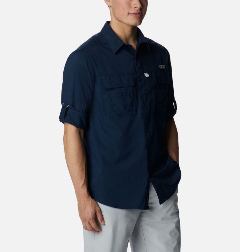Columbia PFG Drift Guide Woven Long Sleeve Men's Shirt Navy | DTNBVS-243