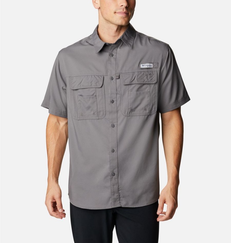 Columbia PFG Drift Guide Woven Short Sleeve Men\'s Shirt Grey | ILONSJ-806