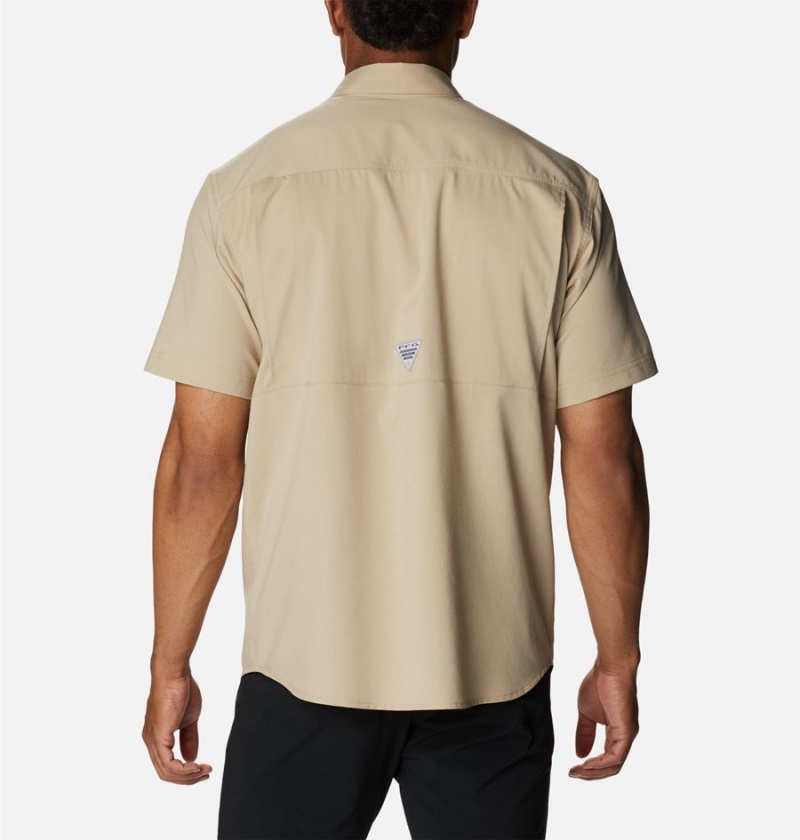 Columbia PFG Drift Guide Woven Short Sleeve Men's Shirt Khaki | HCFSOI-832