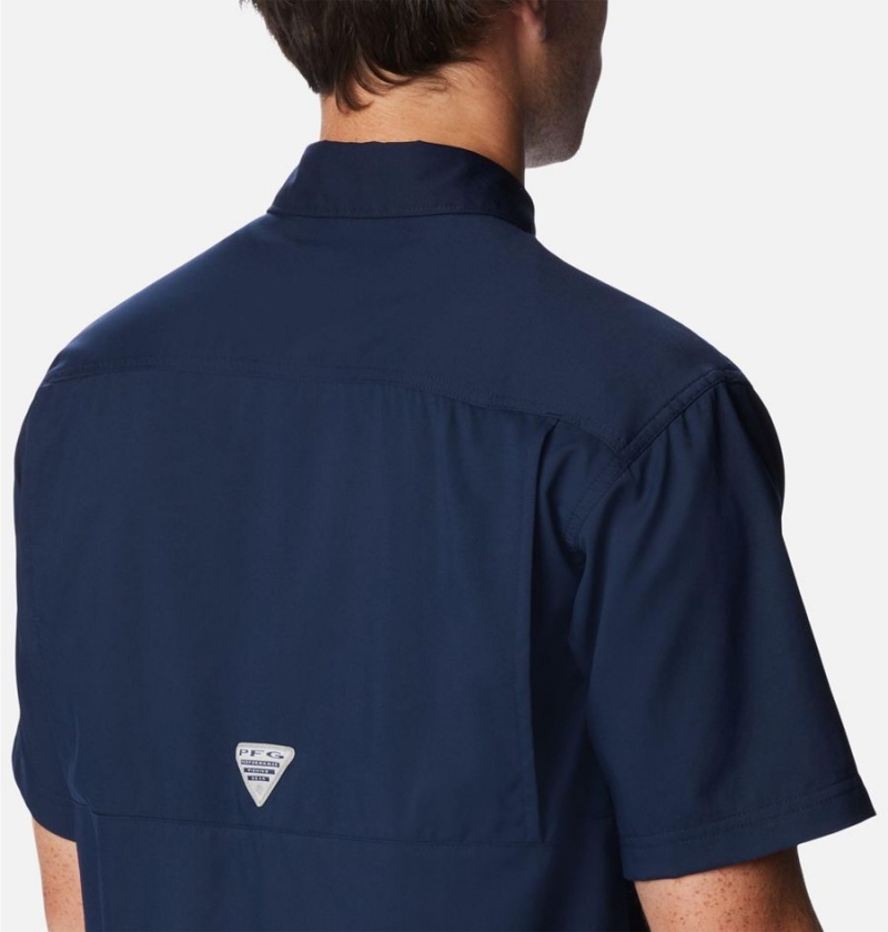 Columbia PFG Drift Guide Woven Short Sleeve Men's Shirt Navy | JBWRIT-758