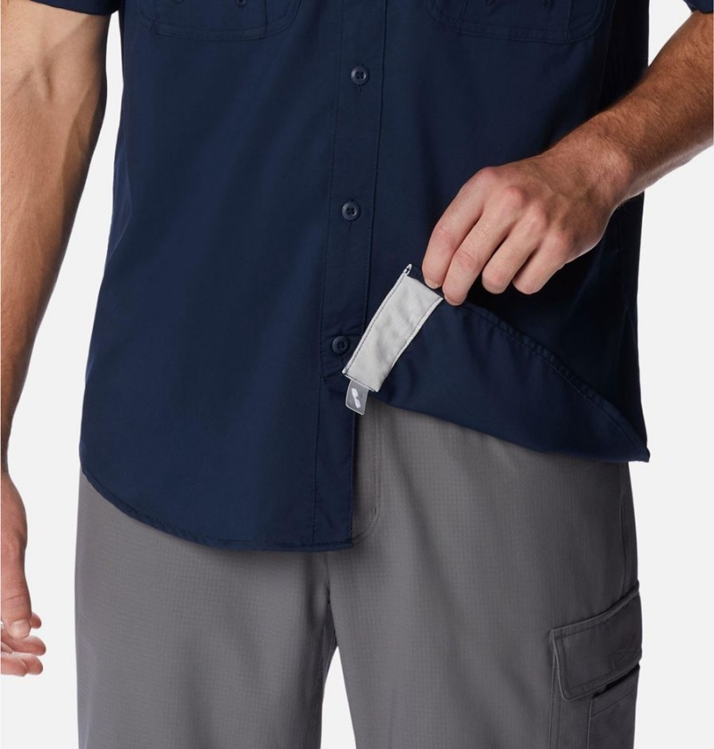 Columbia PFG Drift Guide Woven Short Sleeve Men's Shirt Navy | JBWRIT-758