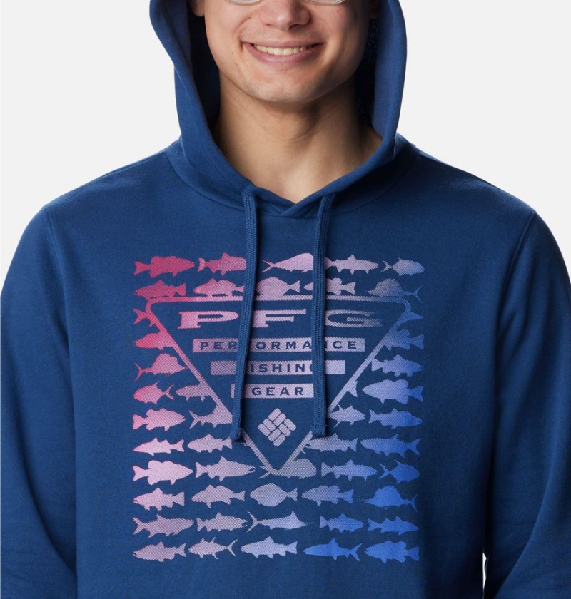 Columbia PFG Elements Men's Hoodie Blue | GUALBH-065