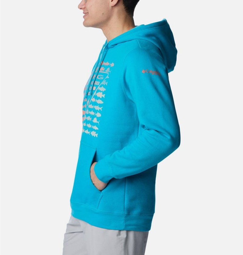Columbia PFG Elements Men's Hoodie Turquoise | FAJBSM-863