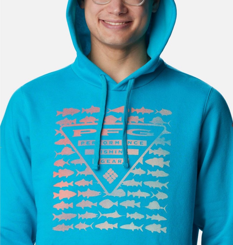 Columbia PFG Elements Men's Hoodie Turquoise | FAJBSM-863