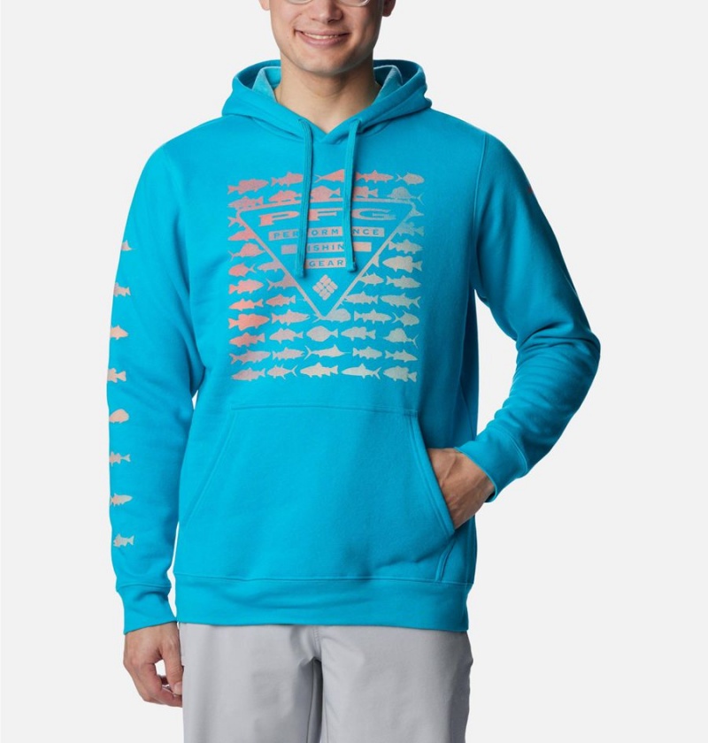 Columbia PFG Elements Men\'s Hoodie Turquoise | FAJBSM-863
