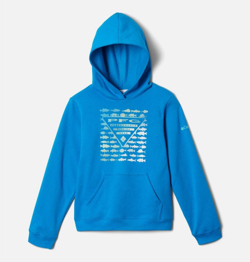Columbia PFG Elements Pullover Kids\' Hoodie Blue | QGBMNK-857