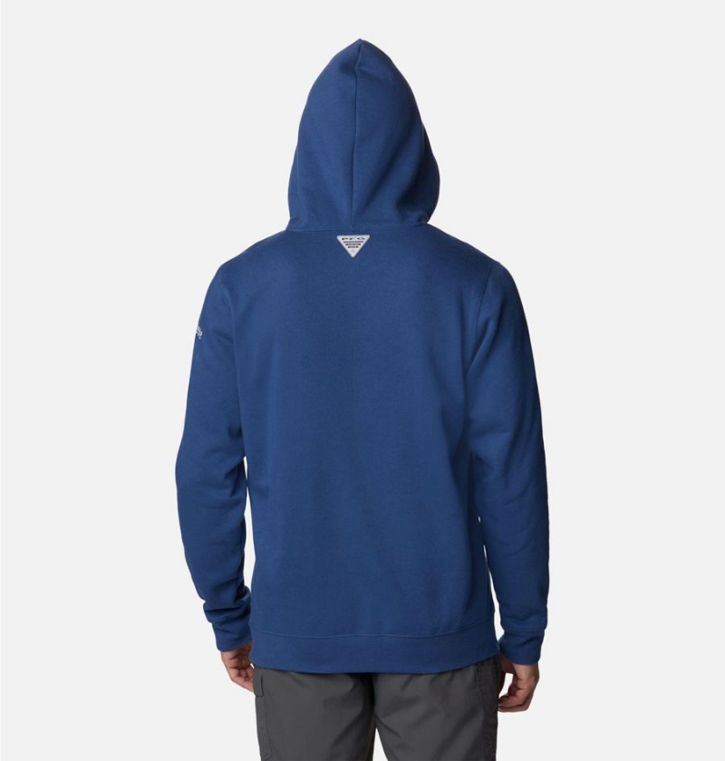 Columbia PFG Fish Flag II Men's Hoodie Blue | TWKLED-352
