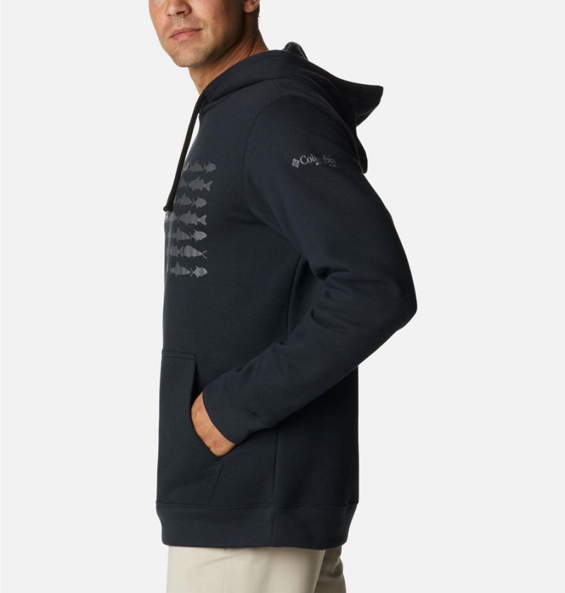 Columbia PFG Fish Flag II Men's Hoodie Black | SOUWJY-143