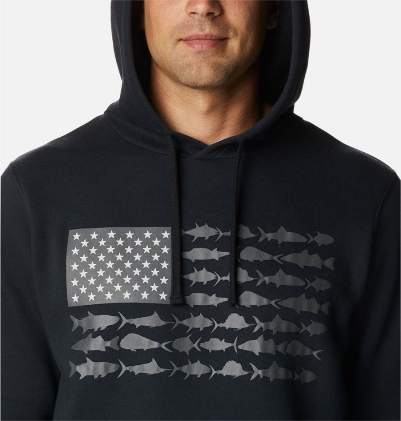 Columbia PFG Fish Flag II Men's Hoodie Black | SOUWJY-143