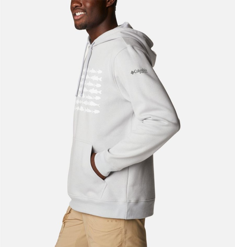 Columbia PFG Fish Flag II Men's Hoodie Grey | YNZDFT-476