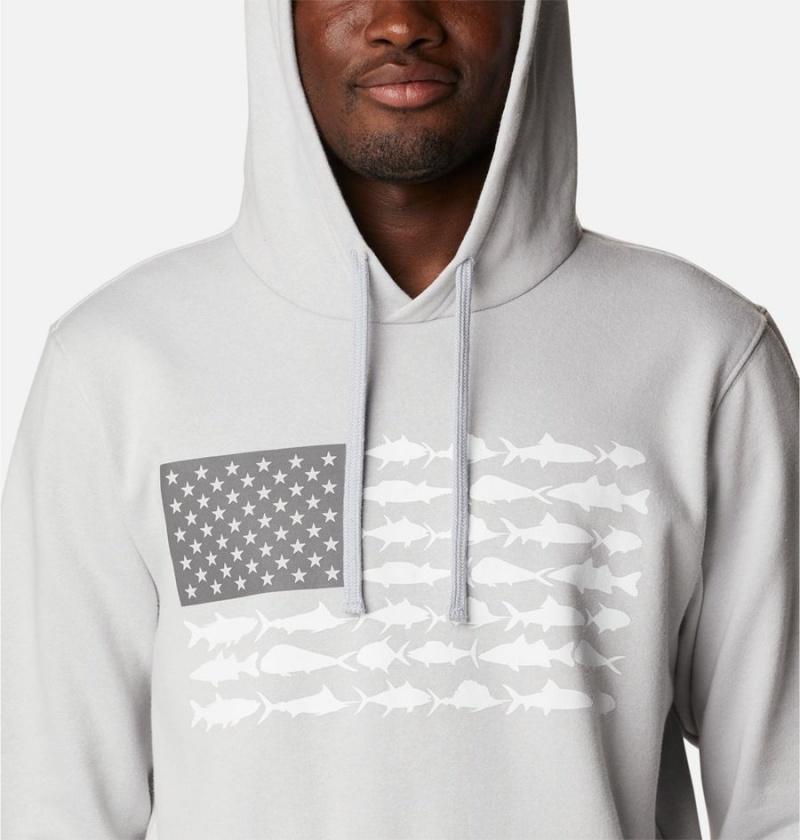 Columbia PFG Fish Flag II Men's Hoodie Grey | YNZDFT-476