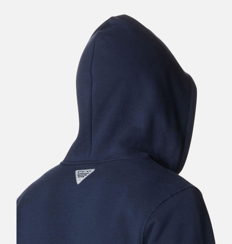 Columbia PFG Fish Flag II Men's Hoodie Navy | QMXUVT-894