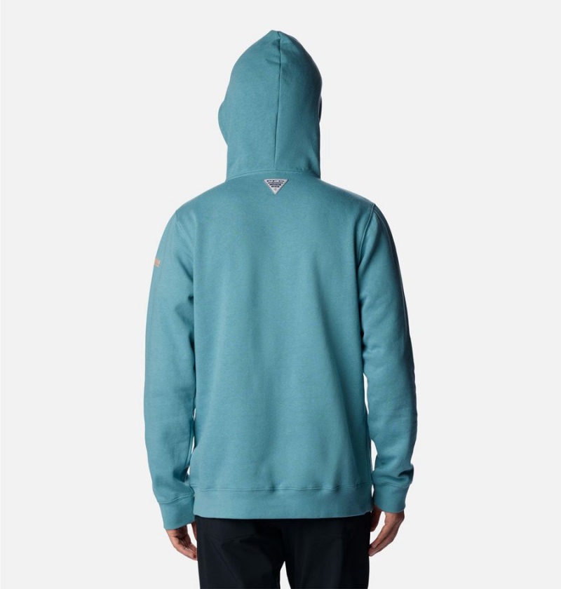 Columbia PFG Fish Flag II Men's Hoodie Turquoise | YVRWZF-865
