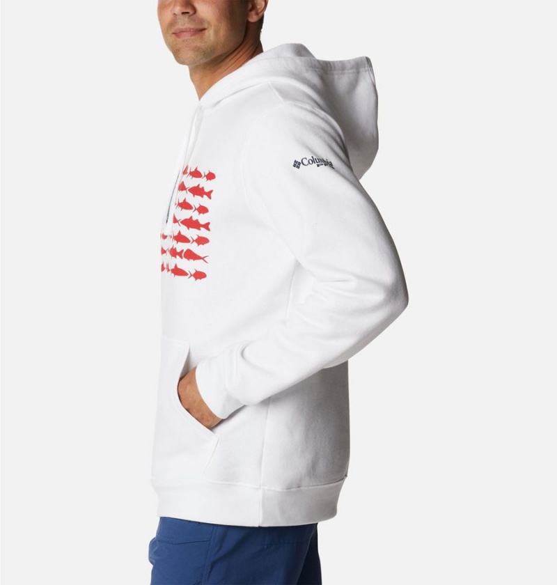 Columbia PFG Fish Flag II Men's Hoodie White | JBVLZE-862