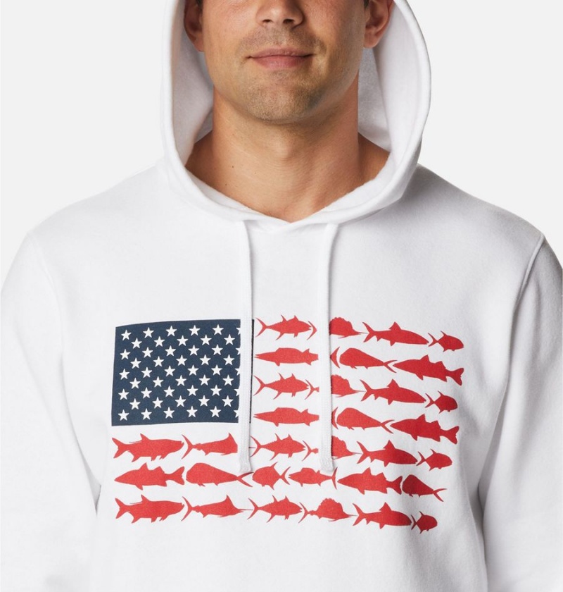 Columbia PFG Fish Flag II Men's Hoodie White | JBVLZE-862