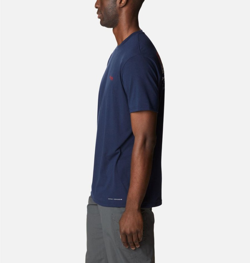 Columbia PFG Fish Flag Tech Short Sleeve Men's T-Shirt Navy | INKXYD-210