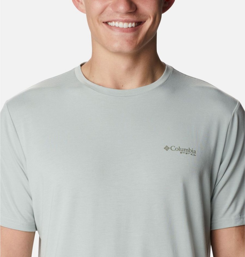 Columbia PFG Fish Flag Tech Short Sleeve Men's T-Shirt Grey | EXKYTC-326