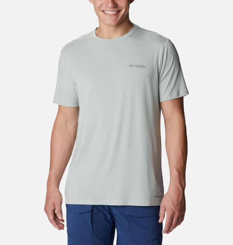Columbia PFG Fish Flag Tech Short Sleeve Men\'s T-Shirt Grey | EXKYTC-326